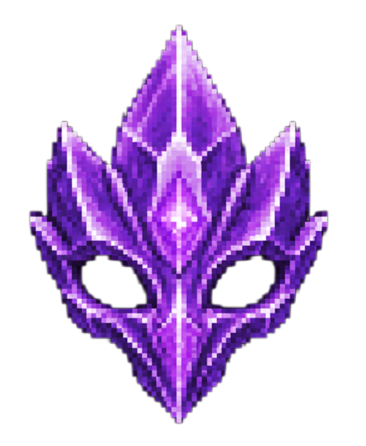 Amethyst Warden Mask — purple crystalline pixel-art mask