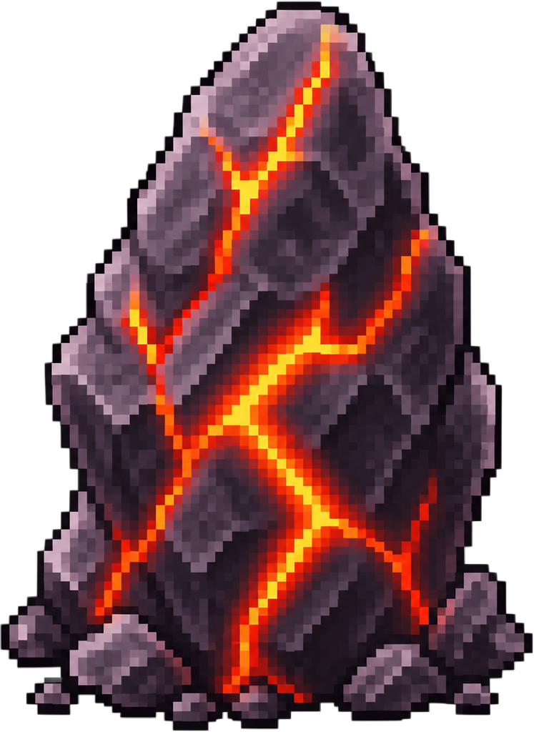 Mystic Stone — a cracked boulder glowing with lava